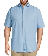 Johnnie-O Big & Tall Spielman Solid Stretch Knit Short Sleeve Woven Shirt