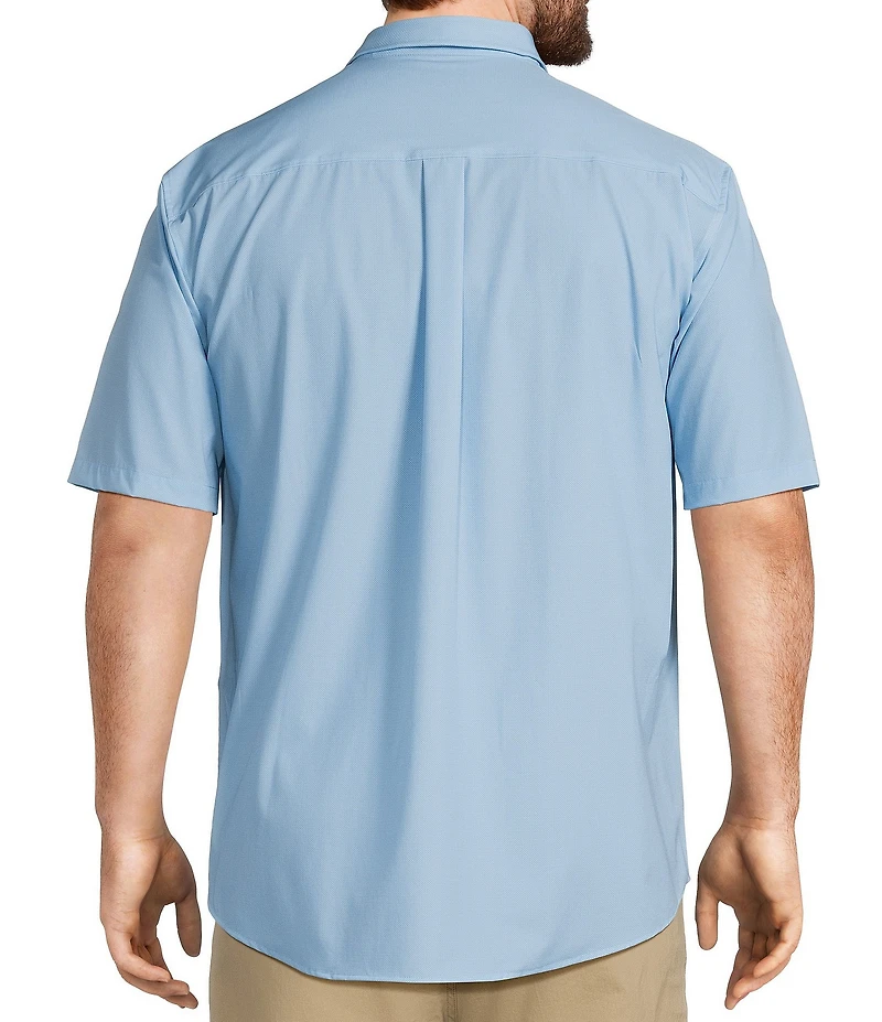 Johnnie-O Big & Tall Spielman Solid Stretch Knit Short Sleeve Woven Shirt