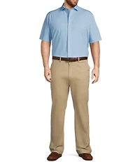 Johnnie-O Big & Tall Spielman Solid Stretch Knit Short Sleeve Woven Shirt