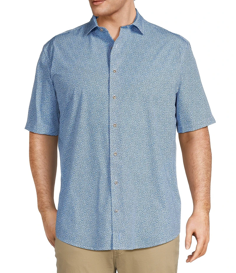 Johnnie-O Big & Tall Waylan Stretch Knit Short Sleeve Woven Shirt