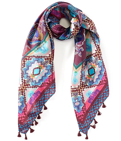 JOHNNY WAS Aphaia Print Silk Square Scarf