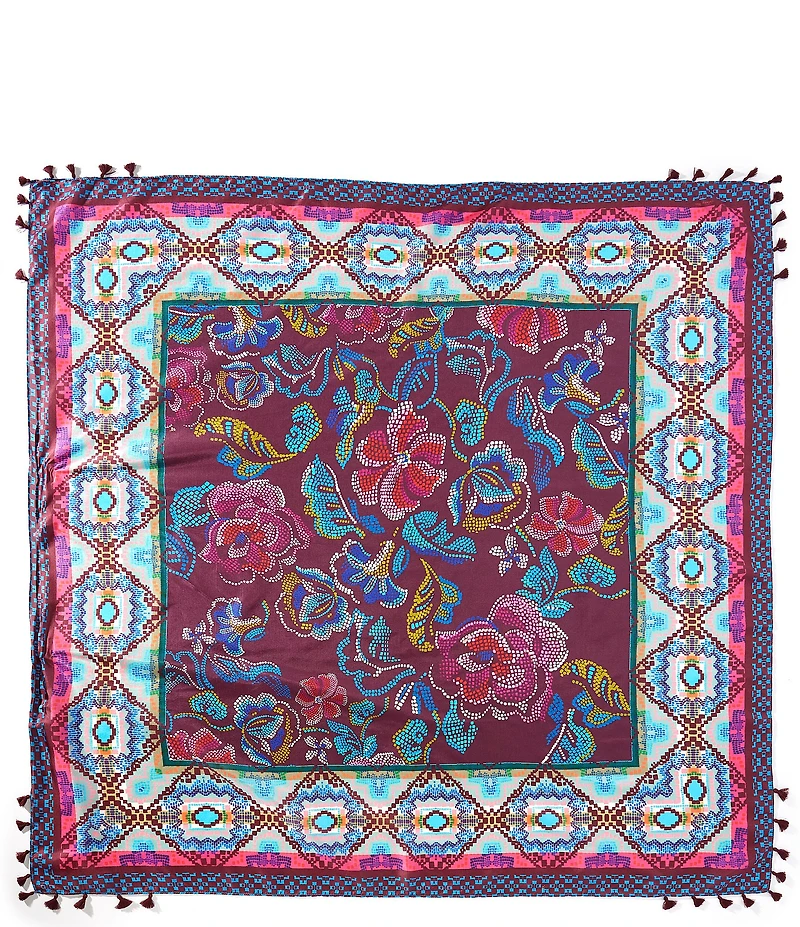 JOHNNY WAS Aphaia Print Silk Square Scarf
