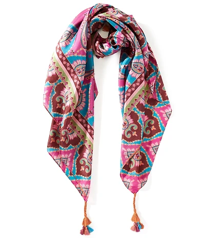 JOHNNY WAS Argus Print Silk Square Scarf