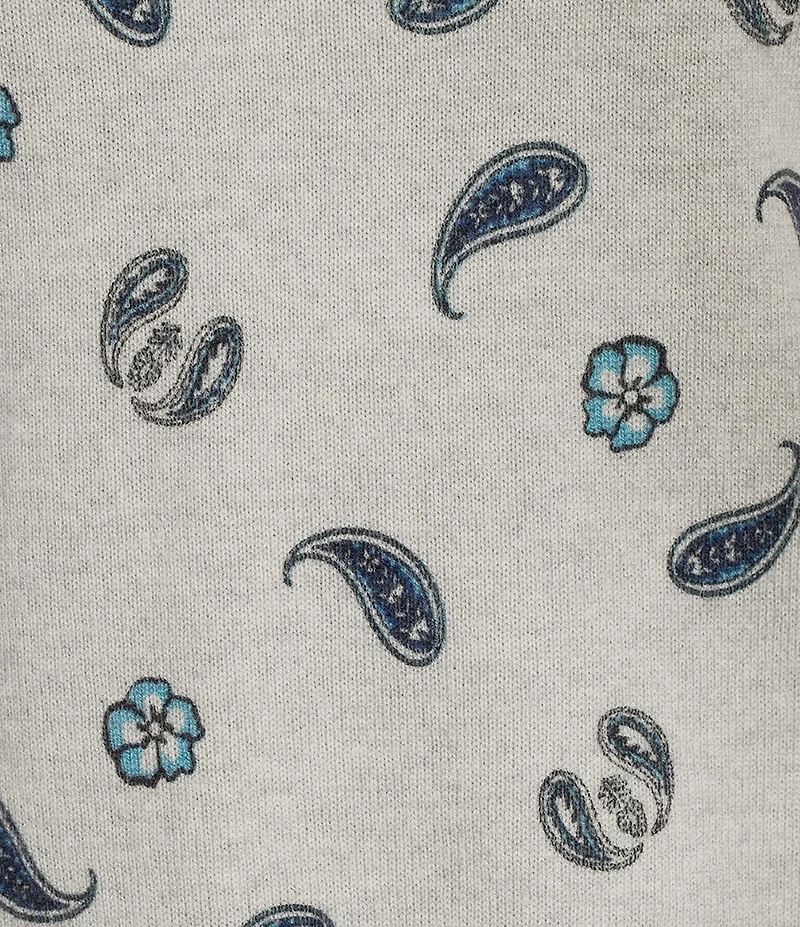 JOHNNY WAS Athene Wool & Cashmere Blend Paisley Floral Scarf Print Crew Neck Long Sleeve Sweater