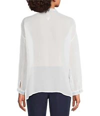 JOHNNY WAS Audrey Embroidered Point Collar Long Sleeve Shirt