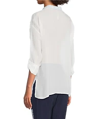 JOHNNY WAS Audrey Embroidered Point Collar Long Sleeve Shirt