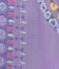 JOHNNY WAS Bahari Floral Embordered Henley Neck Long Sleeve Tunic