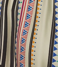 JOHNNY WAS Blythe Geometric Printed Silk Blend A-Line Coordinating Midi Skirt