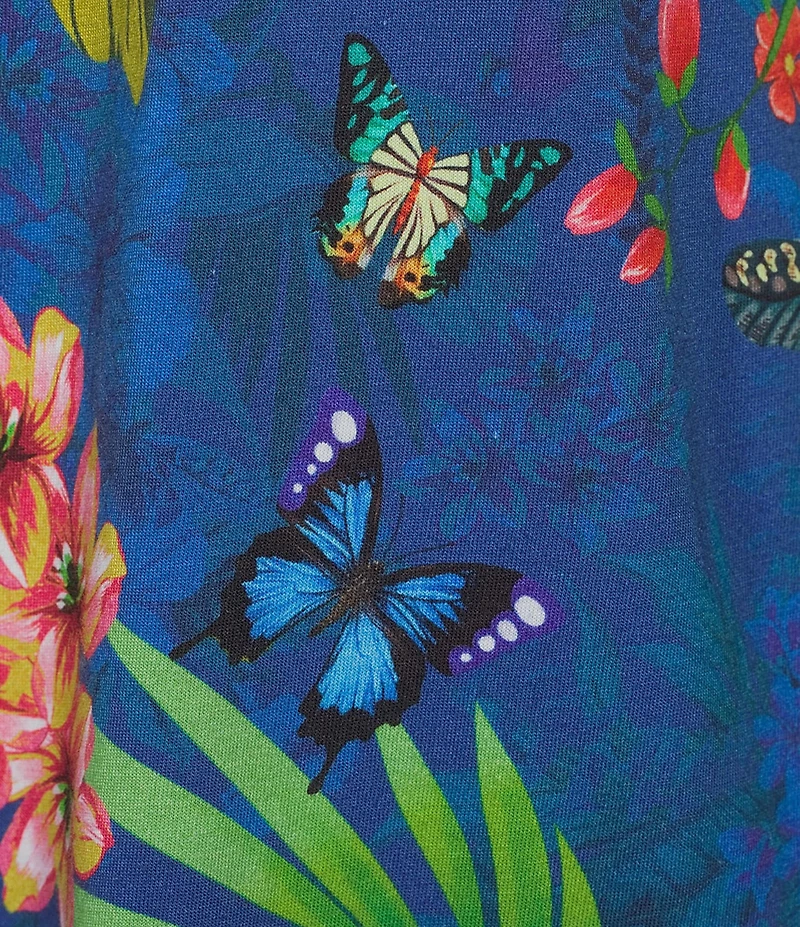 JOHNNY WAS Bobbie Tropical Floral Jersey Knit Cap Sleeve Scoop Neck Cropped Pajama Set