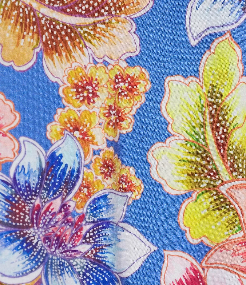 JOHNNY WAS Brigette Jersey Knit Cap Sleeve Scoop Neck Floral Printed Nightshirt