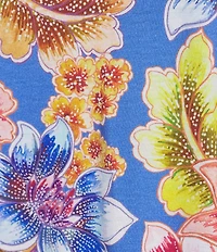 JOHNNY WAS Brigette Jersey Knit Cap Sleeve Scoop Neck Floral Printed Nightshirt