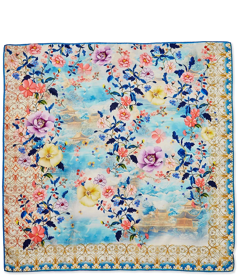 JOHNNY WAS Chemis Floral Print Silk Square Scarf