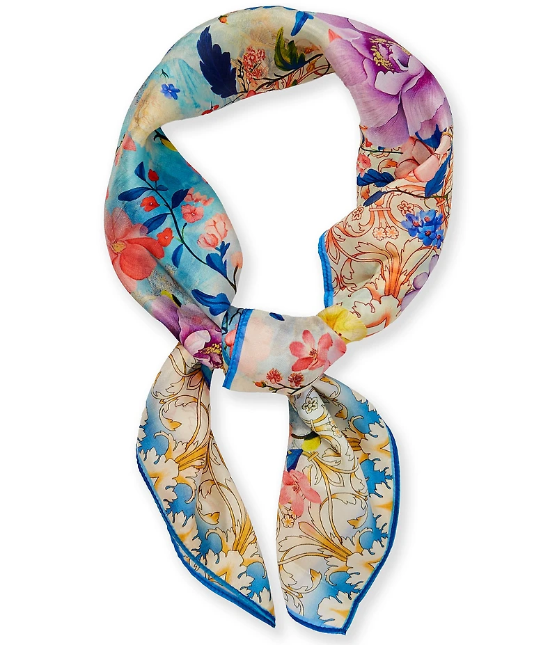 JOHNNY WAS Chemis Floral Print Silk Square Scarf