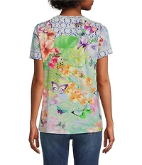 JOHNNY WAS Cozumel Favorite Bamboo Knit Printed Crew Neck Short Sleeve Tee