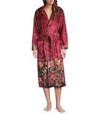 JOHNNY WAS Cozy Long Sleeve Hooded Floral Printed Plush Robe