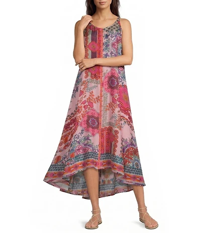 JOHNNY WAS Dornaz Tami Scarf Print Scoop Neck Sleeveless Dress