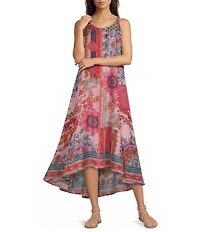 JOHNNY WAS Dornaz Tami Scarf Print Scoop Neck Sleeveless Dress