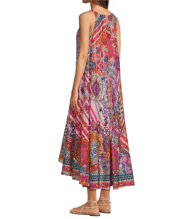 JOHNNY WAS Dornaz Tami Scarf Print Scoop Neck Sleeveless Dress