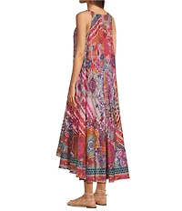 JOHNNY WAS Dornaz Tami Scarf Print Scoop Neck Sleeveless Dress