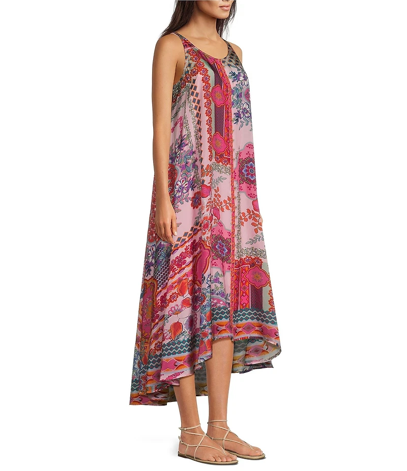 JOHNNY WAS Dornaz Tami Scarf Print Scoop Neck Sleeveless Dress