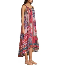 JOHNNY WAS Dornaz Tami Scarf Print Scoop Neck Sleeveless Dress