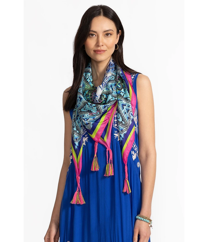 JOHNNY WAS Elaine Print Silk Square Scarf