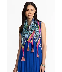 JOHNNY WAS Elaine Print Silk Square Scarf