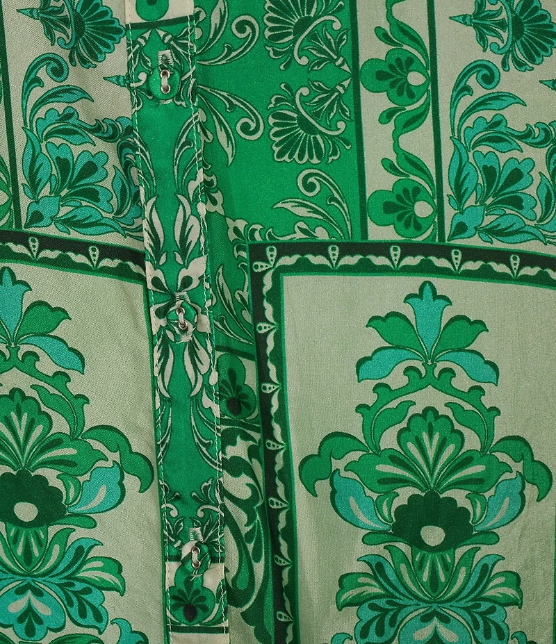 JOHNNY WAS Ellen Hollandia Print Split V-Neck Long Sleeve Button Front Blouse