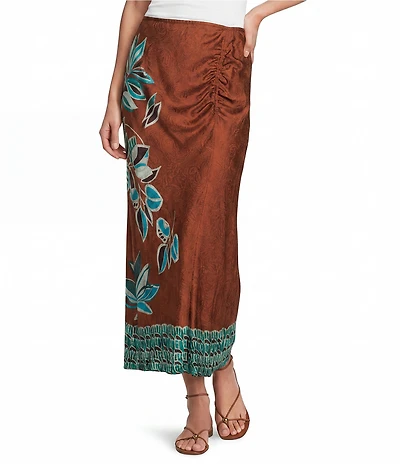 JOHNNY WAS Endora Placement Floral Border Print Coordinating Midi Pencil Skirt