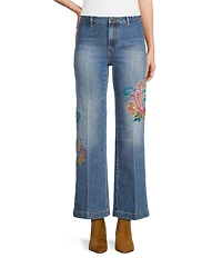 JOHNNY WAS Fabiana Embroidered Stretch Denim Wide Leg Jeans