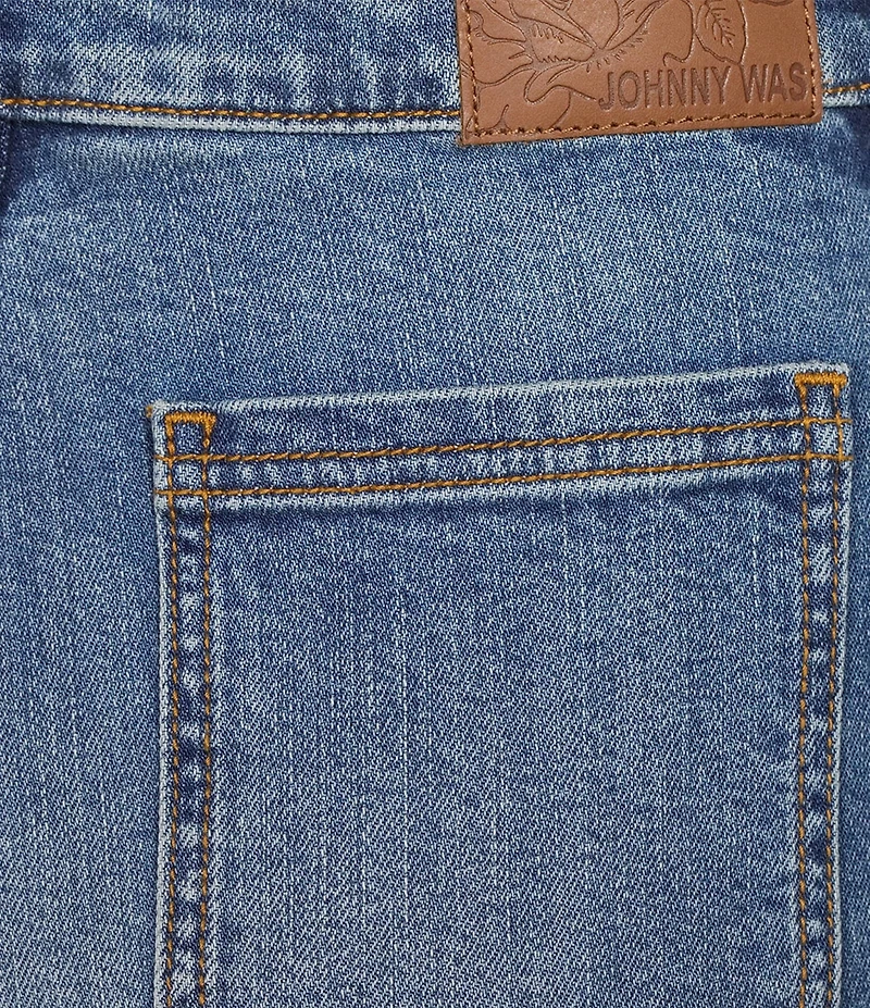 JOHNNY WAS Fabiana Embroidered Stretch Denim Wide Leg Jeans