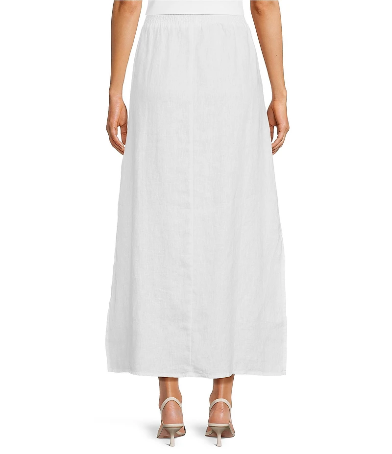 JOHNNY WAS Floral Embroidered Linen Maxi Skirt