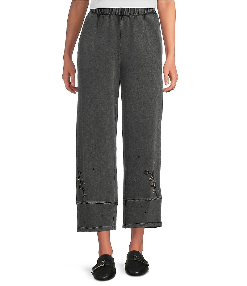 JOHNNY WAS Coordinating French Terry Elastic Waist Beaded Barrel Pants