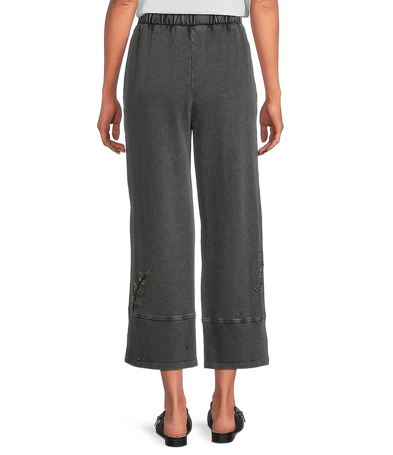 JOHNNY WAS Coordinating French Terry Elastic Waist Beaded Barrel Pants