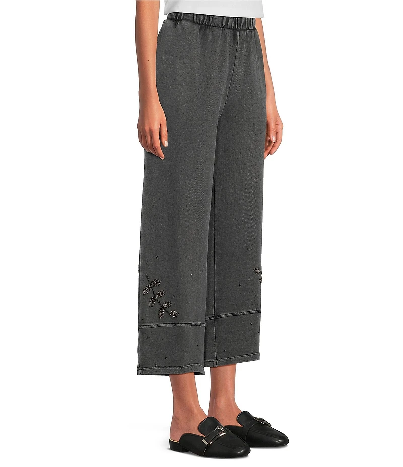 JOHNNY WAS Coordinating French Terry Elastic Waist Beaded Barrel Pants