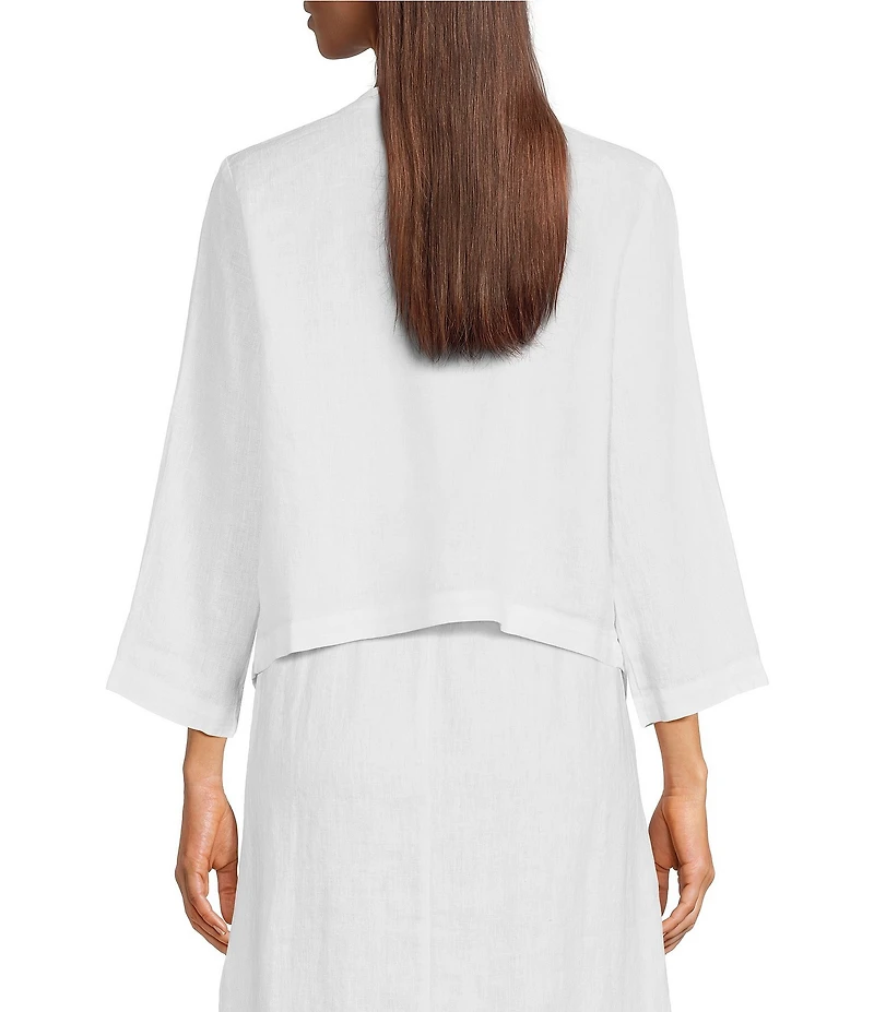 JOHNNY WAS Henrik Floral Embroidered Linen Open-Front Bolero Jacket