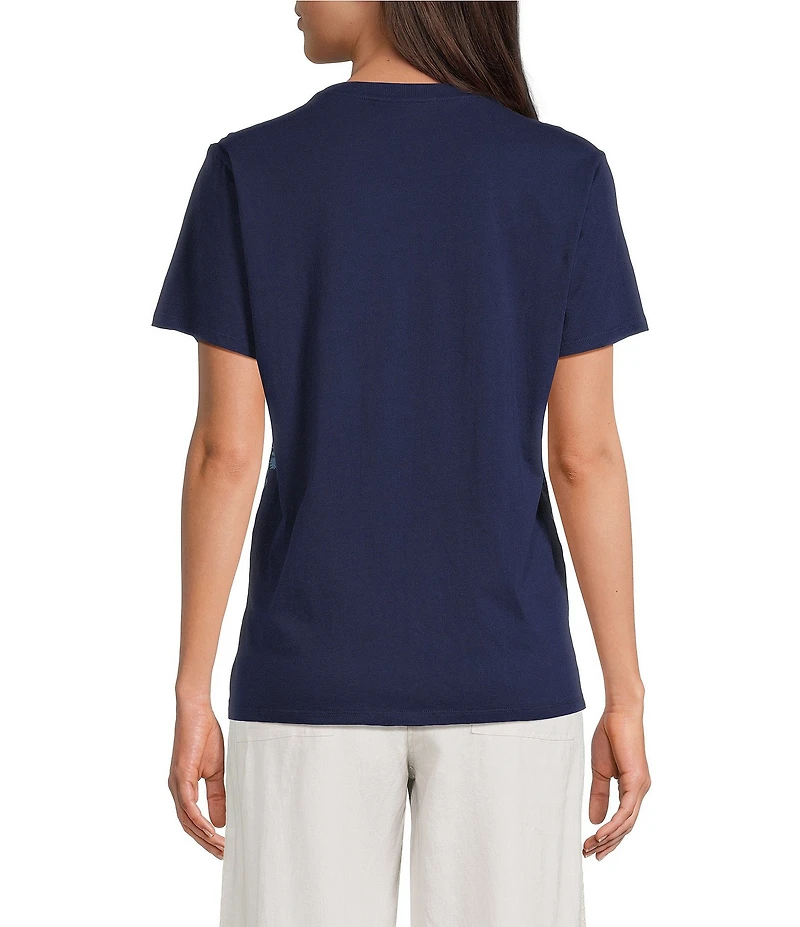 JOHNNY WAS Jaden Paisley Medallion Tonal Embroidery Knit Jersey Crew Neck Short Sleeve Tee
