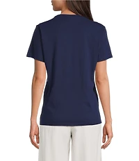 JOHNNY WAS Jaden Paisley Medallion Tonal Embroidery Knit Jersey Crew Neck Short Sleeve Tee
