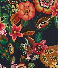 JOHNNY WAS Janie Favorite Floral Print Knit Jersey Crew Neck Sleeveless Tiered Hem A-Line Dress
