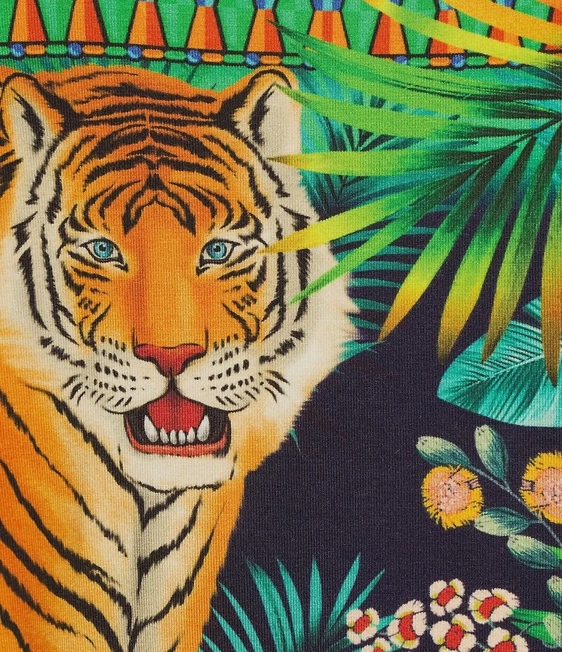 JOHNNY WAS Janie Favorite Knit Tiger Print Crew Neck Short Sleeve Tee