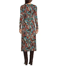 JOHNNY WAS Janine Favorite Botanical Floral Print Deep V-Neck Long Sleeve Ruched Wrap Dress