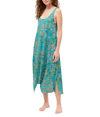 JOHNNY WAS Jersey Knit Sleeveless Scoop Neck Butterfly Printed Nightgown