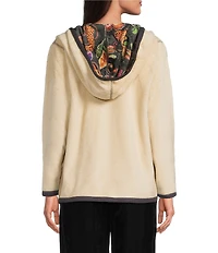 JOHNNY WAS Joan Reversible Floral Printed Sherpa Long Sleeve Hooded Jacket