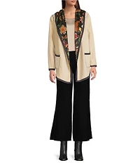 JOHNNY WAS Joan Reversible Floral Printed Sherpa Long Sleeve Hooded Jacket