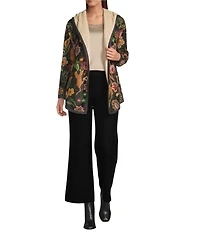 JOHNNY WAS Joan Reversible Floral Printed Sherpa Long Sleeve Hooded Jacket