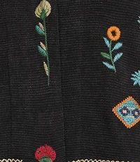 JOHNNY WAS Josiy Embroidered Rib Knit V-Neck 3/4 Sleeve Snap-Front Poncho Jacket