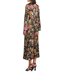 JOHNNY WAS Judith Floral Printed Silk-Blend Sequin V-Neck Long Sleeve Maxi Dress