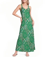 JOHNNY WAS Kanako Hollandia Print V-Neck Sleeveless Maxi Dress