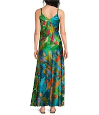 JOHNNY WAS Kanako Torenia Scarf Print V-Neck Sleeveless Dress