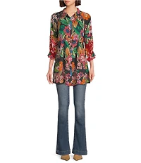 JOHNNY WAS Lapham Adonia Floral Print V-Neck Long Sleeve Tunic